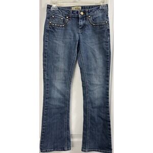 Y2K Mudd Blue Denim Jeans Bootcut Girls‎ Sz 10 Embroidered Bling